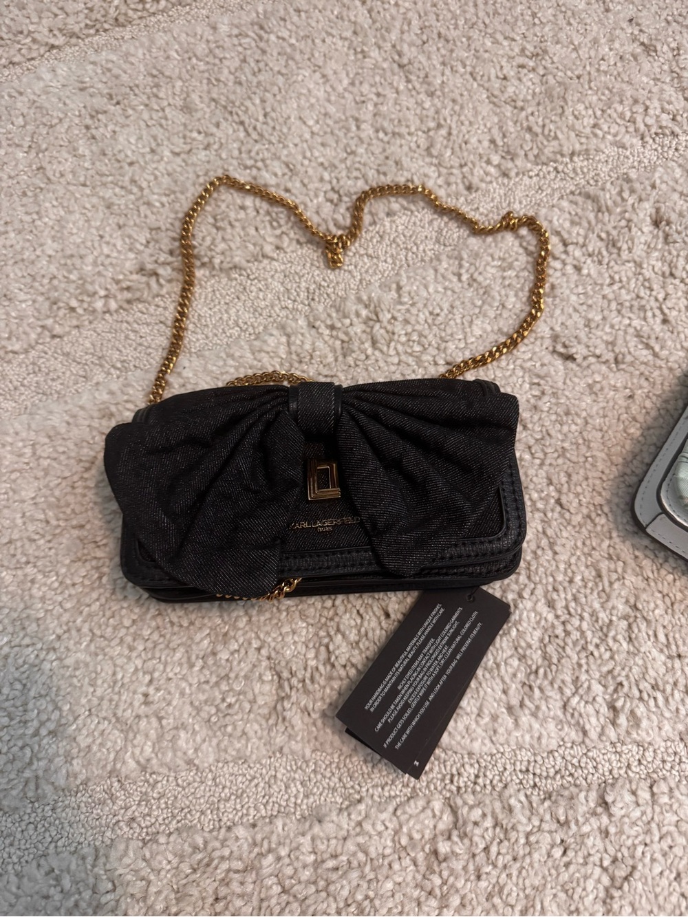 Karl Lagerfeld Black Bow Chain Crossbody Bag